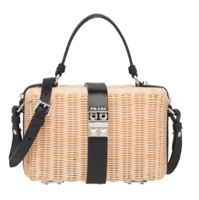 WICKER AND LEATHER SHOULDER BAG