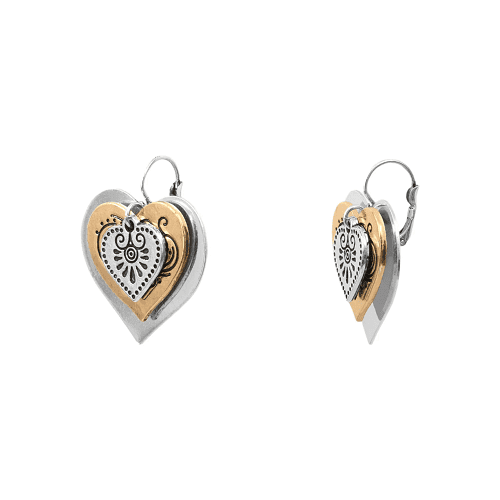 GOLD & SILVER HEART SHAPED EARRINGS