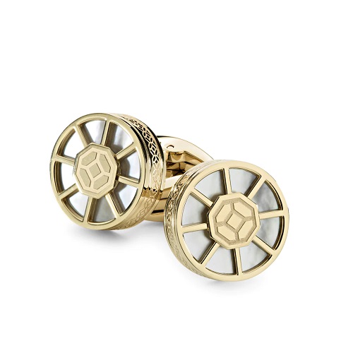 GOLD PLATED WHEEL CUFFLINKS