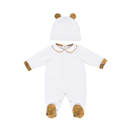 WHITE SLEEP SET WITH TEDDY BEAR HAT